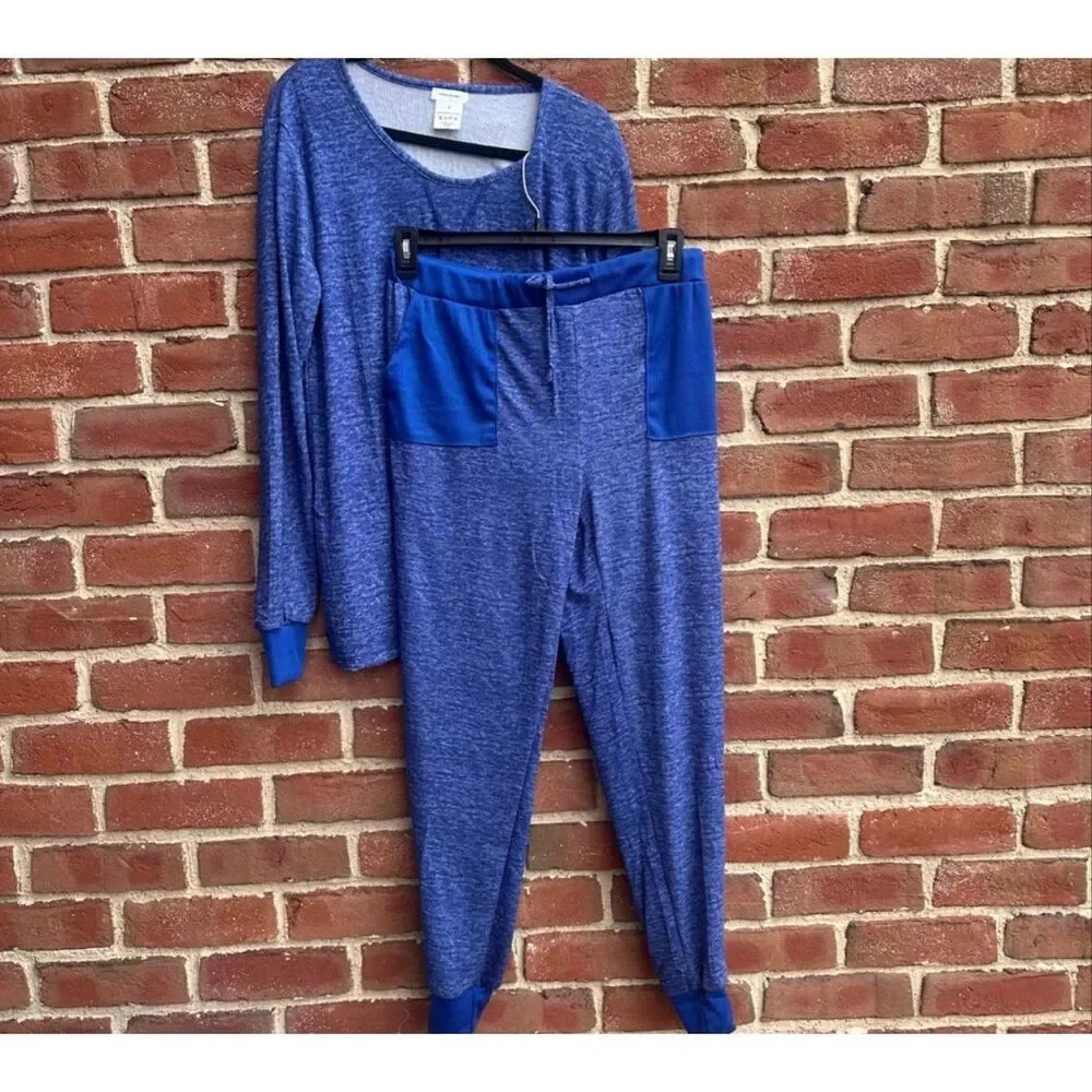 Catherine Malandrino $69 Jogger 2Pc Lounge PJ Set Blue 2X NEW